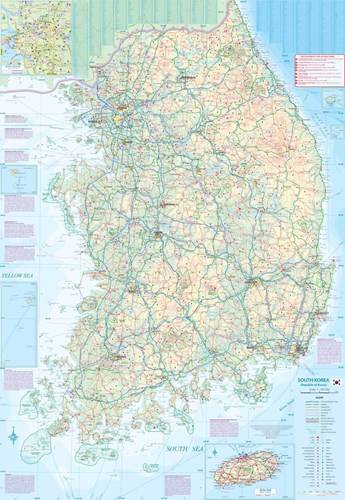 Korea Północna i Południowa. Wodoodporna mapa samochodowa 1:830 000/1