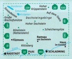 Dachstein. Ausseerland, Bad Goisern, Hallstatt nr 20. Wodoodporna mapa turystyczna 1:50 000