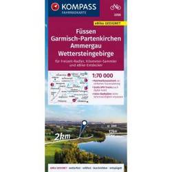 Fussen, Garmisch-Partenkirchen, Ammergau, Wettersteingebirge nr 3350.  Wodoodporna mapa rowerowa 1:70 000