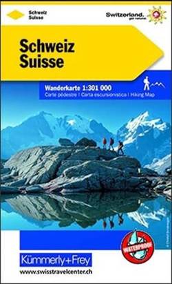 Szwajcaria. Mapa szlaków długodystansowych 1:301 000
